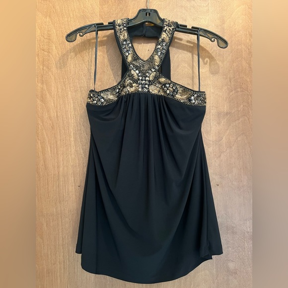 CACHE BLACK SEQUIN BEADED HALTER TOP - Picture 3 of 11